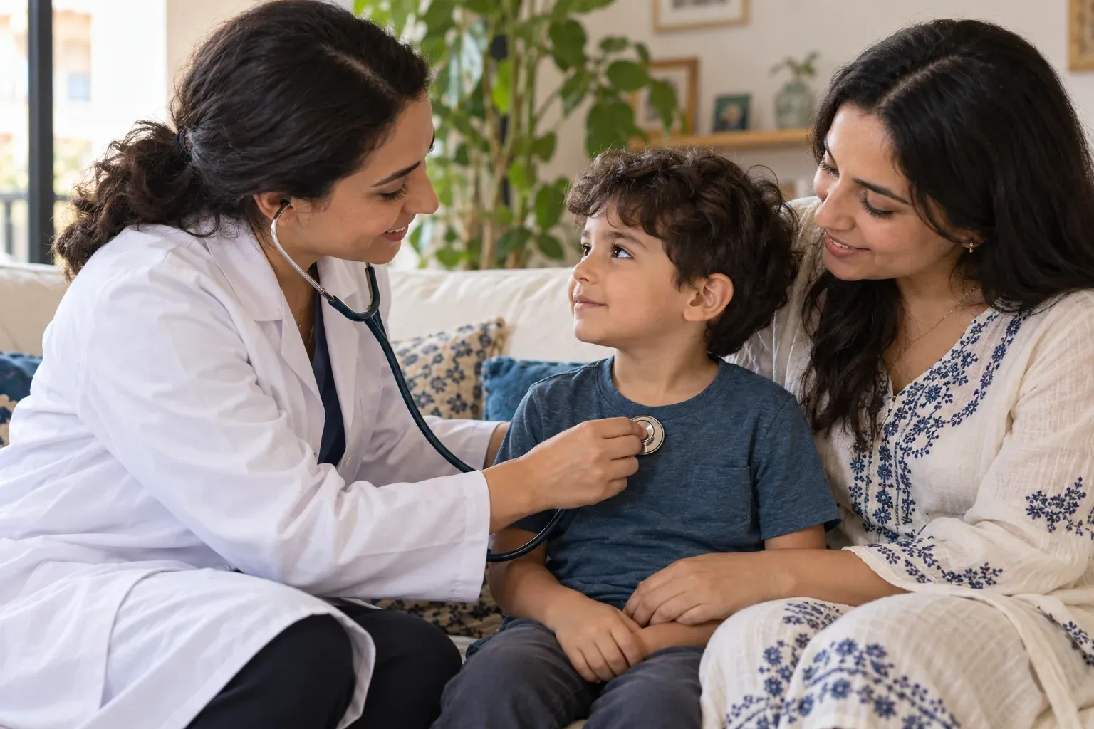 Illustrative scene of a pediatric home consultation